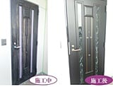 福岡市　木製ドア 塗装工事　完工
